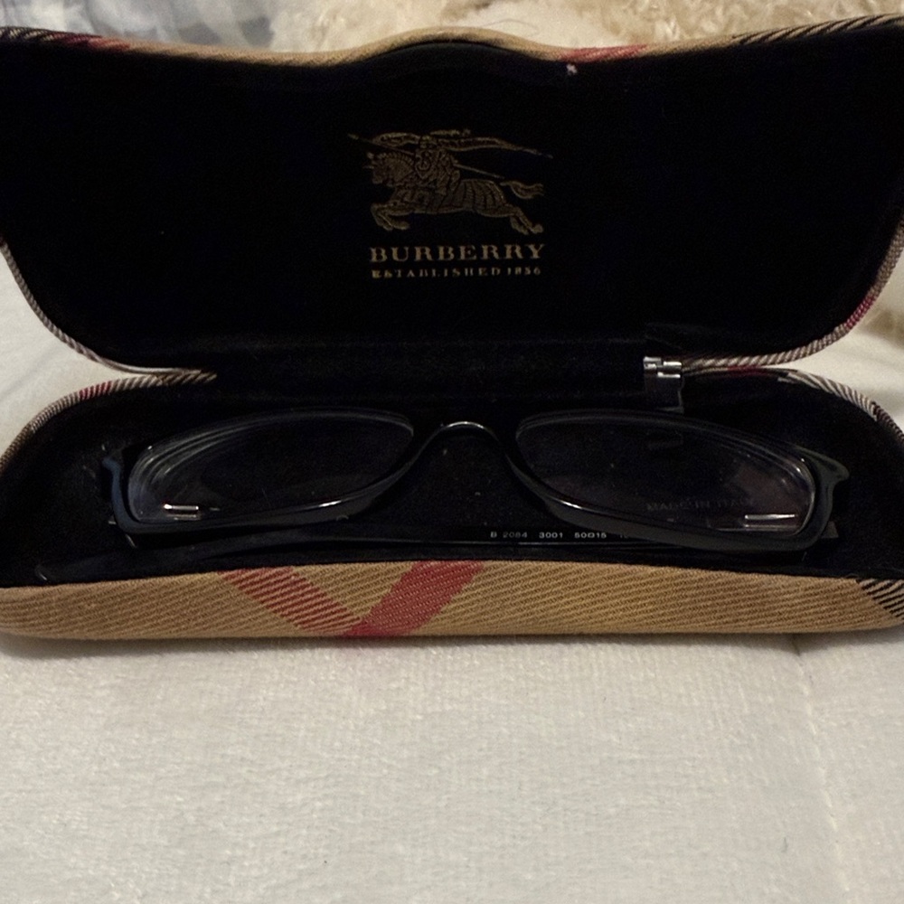 Burberry Black Eyeglasses with Plaid Case